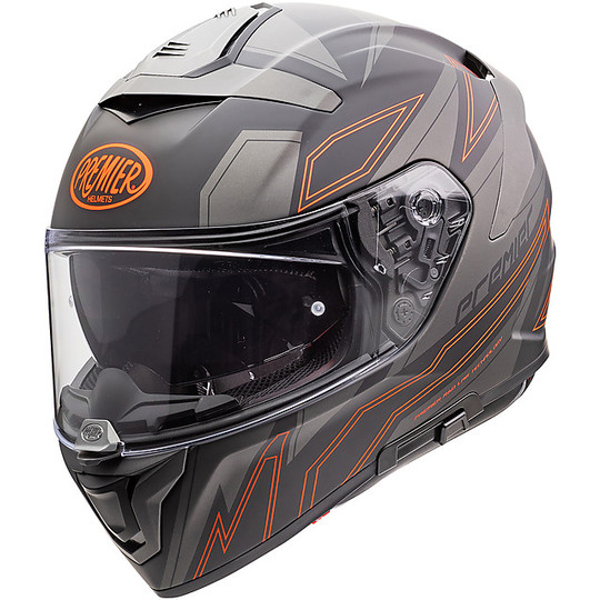casco moto integrale in fibra premier devil el93 bm grigio rosso opaco 91027