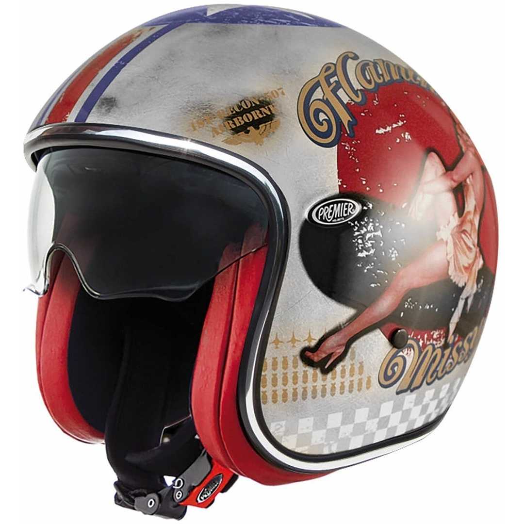 vintage jet motorcycle helmet in premier fiber vintage evo pin up old style silver 180894 zoom